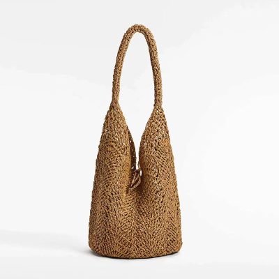 Handwoven Straw Shoulder Tote – Lightweight Vacation-Style Beach Bag