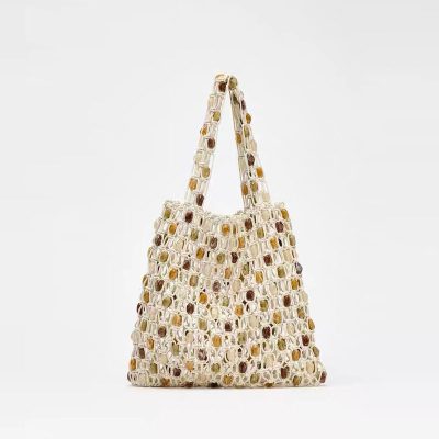 Handmade Beaded Woven Tote Bag